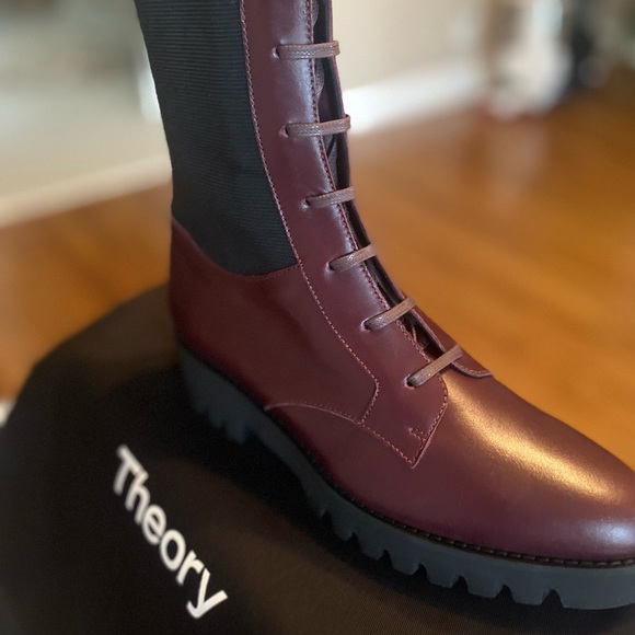 Theory laced up boots , oxblood color ( burgundy). Brand new!!! - Picture 2 of 5